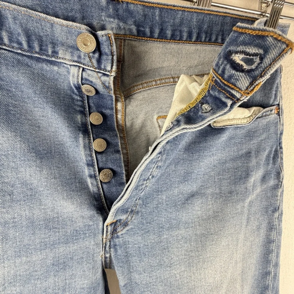 Levis 501 Mens Light Wash Sz‎ 34x30 Rare Blank Tab Worn In Classic Button Fly